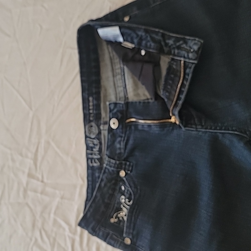 Ethyl Size 10 Classic Dark Blue Jeans w/ Embroidered & Beaded Pockets, GUC - Picture 7 of 14